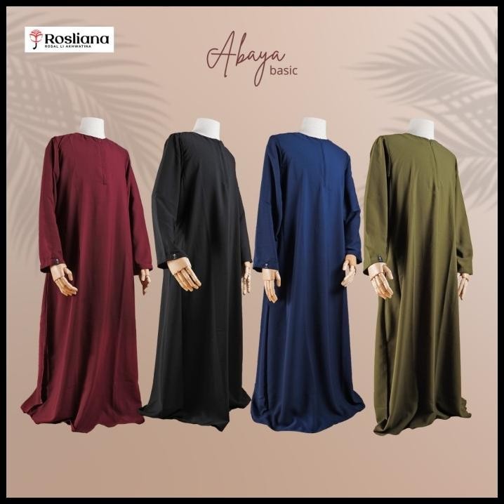 (MURAH) Abaya Basic Rosliana Gamis Wanita Syari Muslim Akhwat Perempuan Jubah Silahkan diorder
