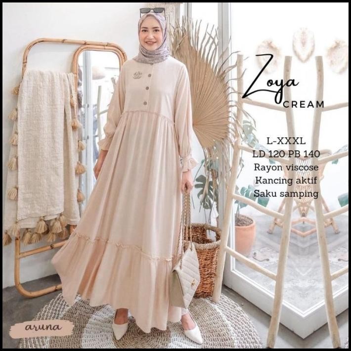 DISKON) Aruna Zoya Gamis Maxi Dress Baju Wanita Jumbo Big Size Rayon Silahkan diorder