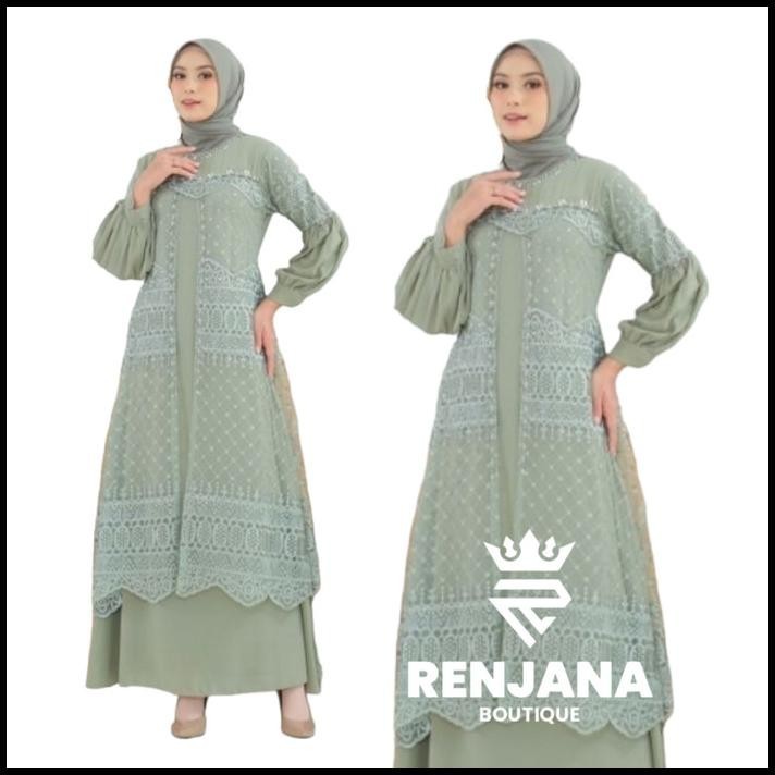 (MURAH) gamis delia tile bordir payet Silahkan diorder