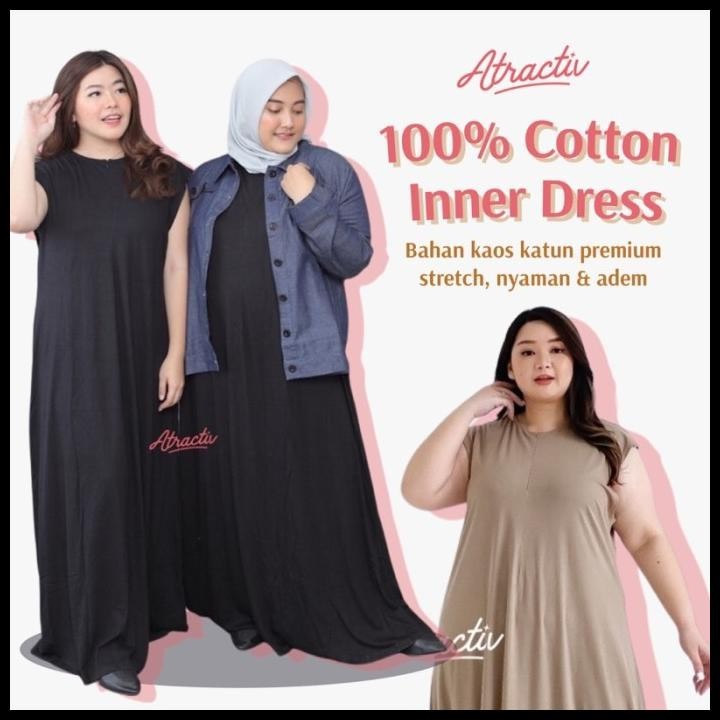 (PROMO) ATRACTIV Dress Kaos Tanpa Lengan Jumbo LD130 LD142 Manset Gamis Jumbo Silahkan diorder