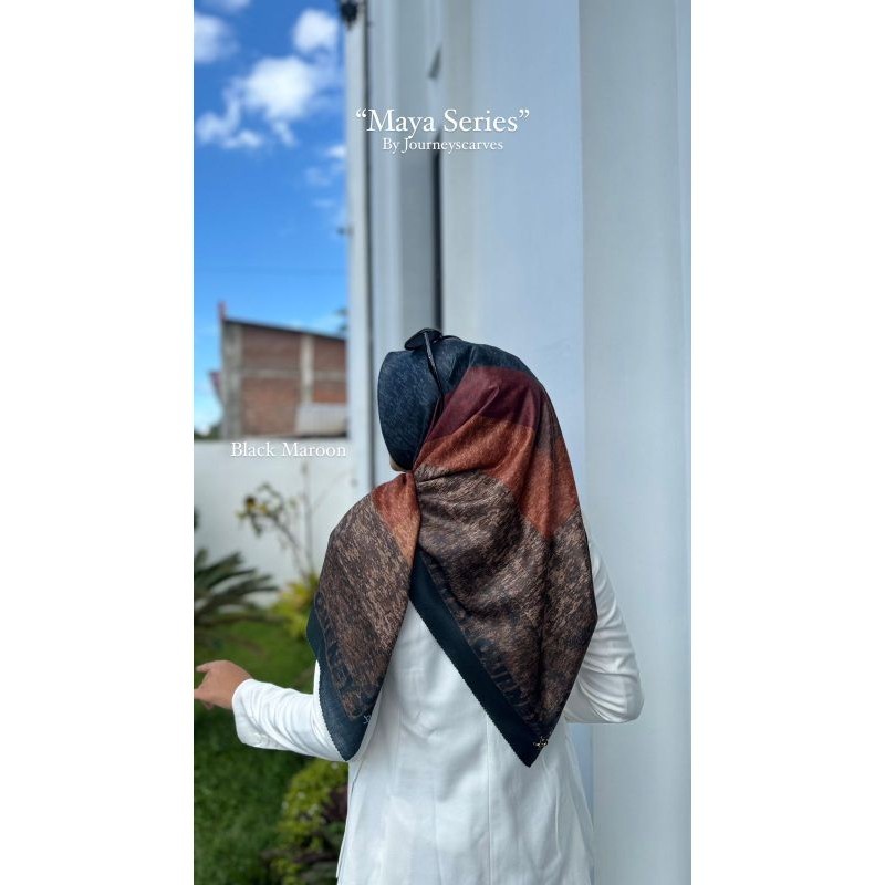 Hijab Motif Journey Scarves Maya Black Maroon