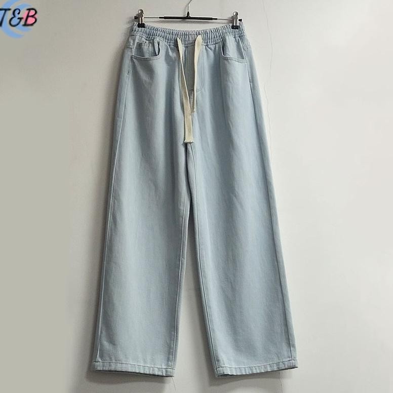 Diskon Celana Kulot Jeans Pria Jeans Pinggang Karet Jumbo Baggy Jeans Pria Celana Panjang Cowok Outf