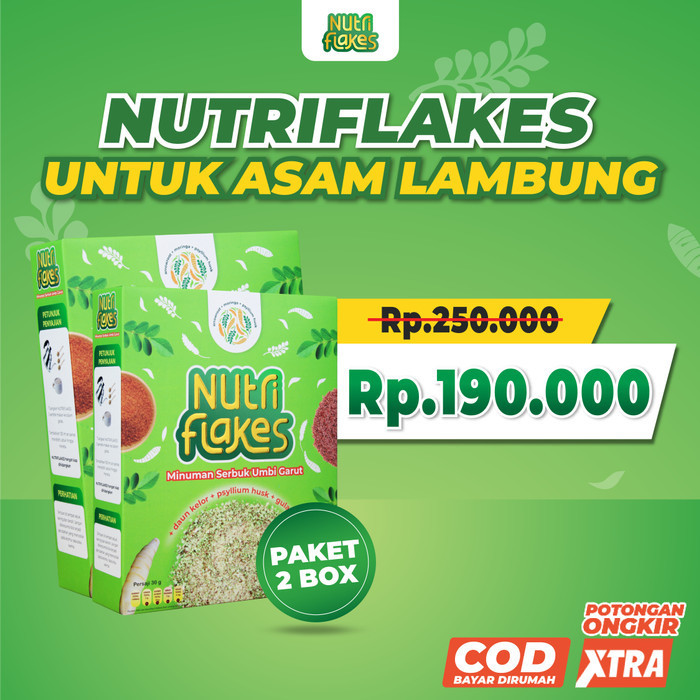 

Ampuh - Nutriflakes Sereal Umbi Garut Untuk Asam Lambung Paket 2 Box