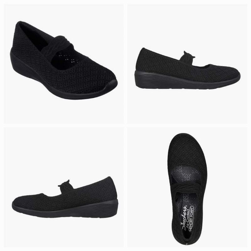 100% Original Sepatu Santai Wanita Skechers Arya - HitamKode Produk: SKE158565BBK9,SKE104111BBK,SKE1
