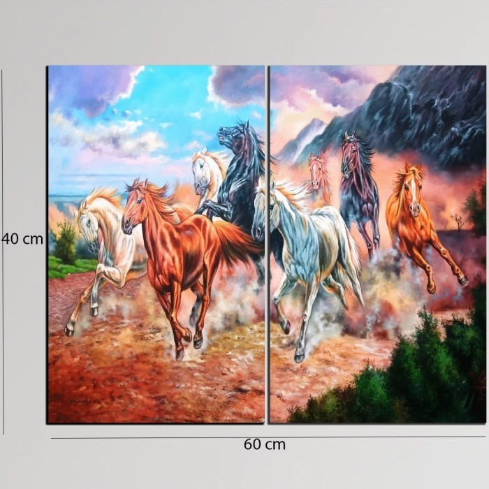 Hiasan Dinding Lukisan Kuda 8 Ekor