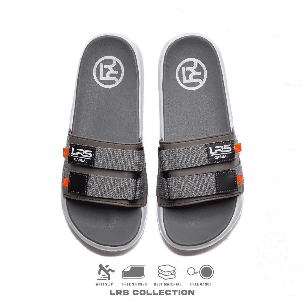 LRS- PERVEZ GREY - SANDAL SLIDE SLOP RINGAN SENDAL MAIN TRAVELING LRS CASUAL SHOPEE