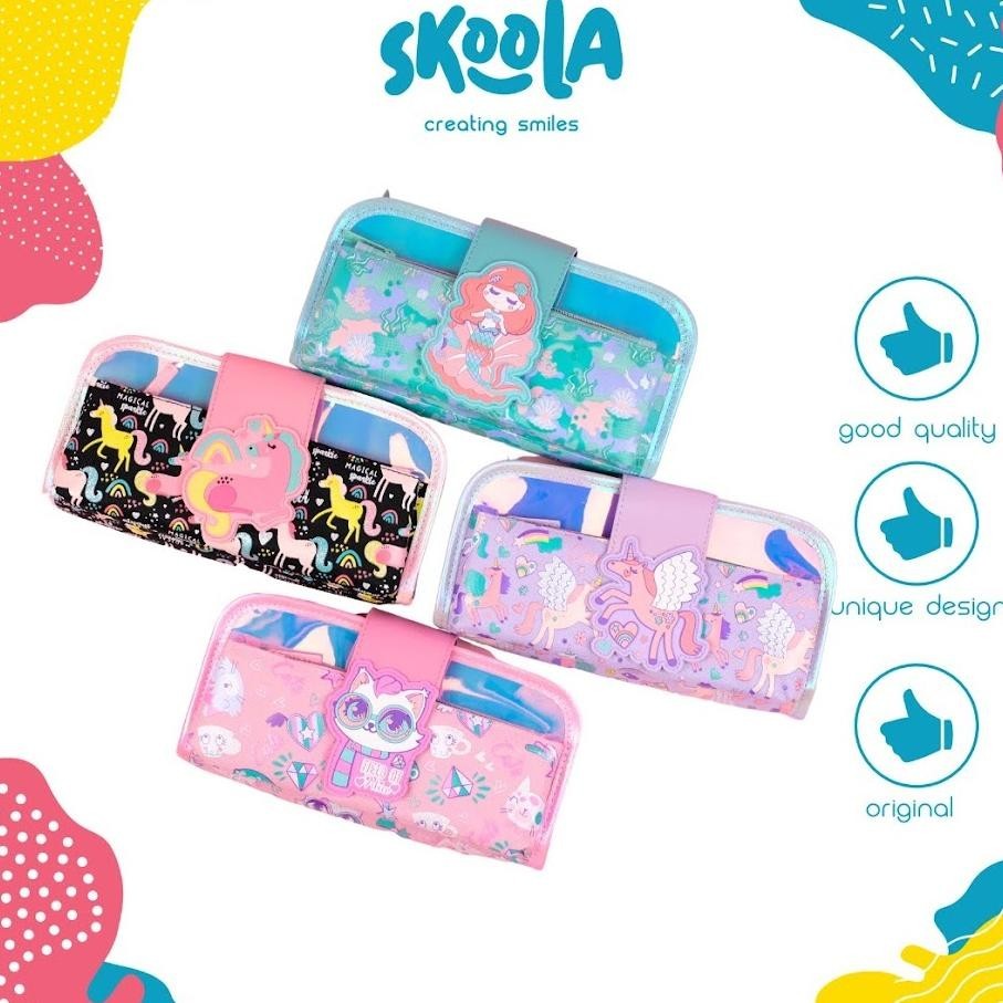 

SKOOLA TEMPAT PENSIL LIPAT 3 PENCIL CASE THREEFOLD ANAK PEREMPUAN LUCU UNICORN CAT MERMAID - PENSY COD