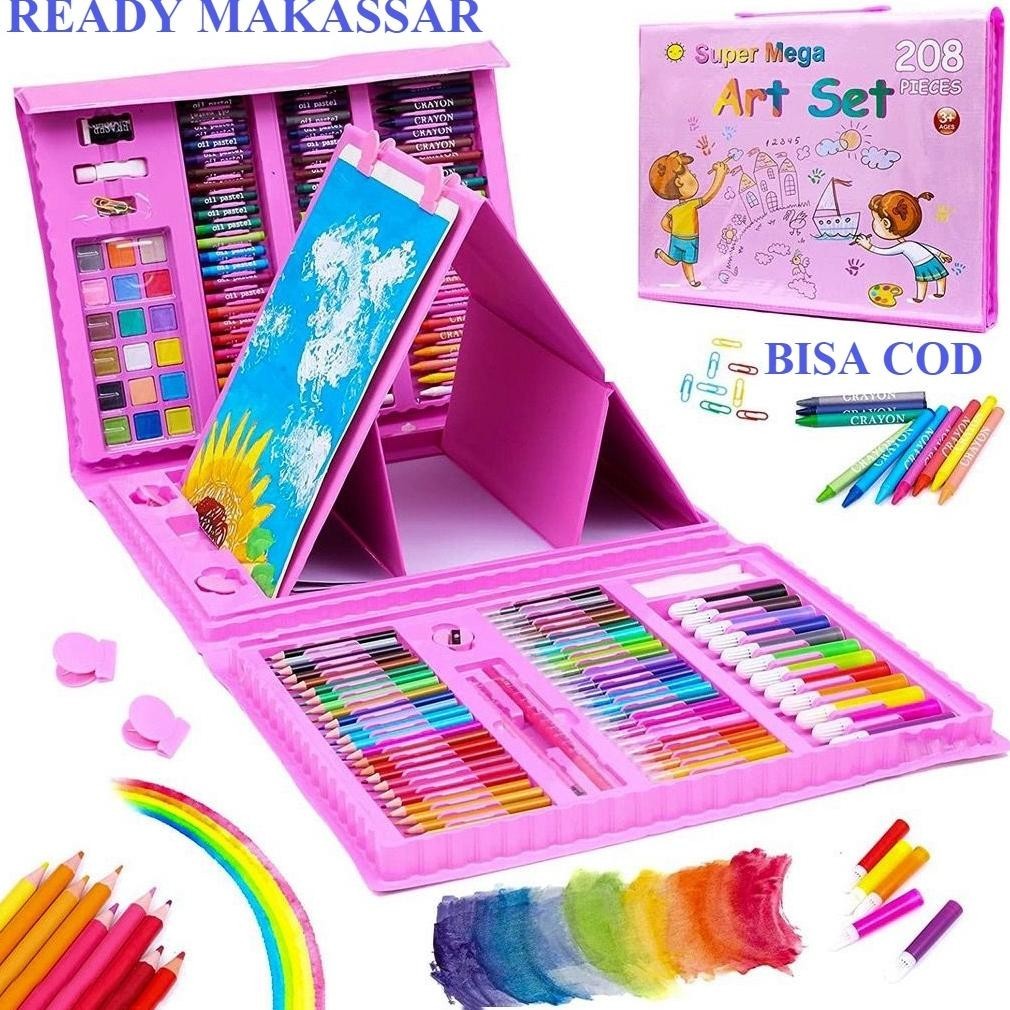 

KOMPLIT! CRAYON SET 208 PCS / ALAT MENGGAMBAR MEWARNAI ANAK / ALAT LUKIS / PENSIL WARNA KRAYON ANAK / DRAWING COLOURING TOOLS - MEGA ART 208 PCS - KADO ULTAH 3.3