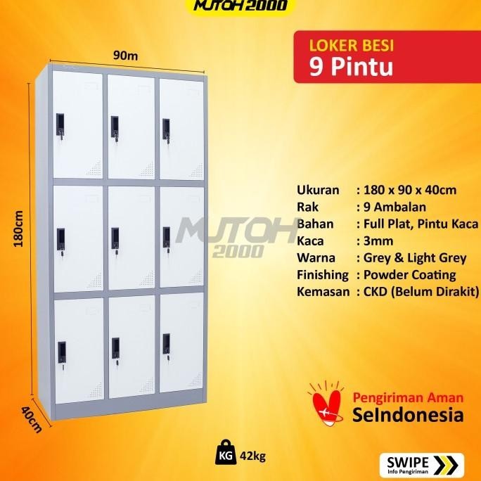 

Lemari Loker Locker Besi 9 Pintu Full Plat Berkualitas