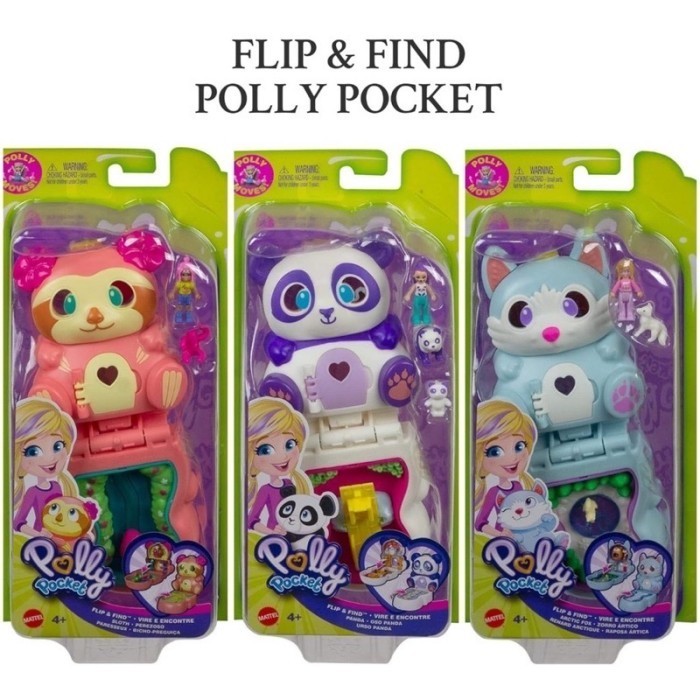 

Polly Pocket Flip & Find : PANDA / FOX / SLOTH Original SALE
