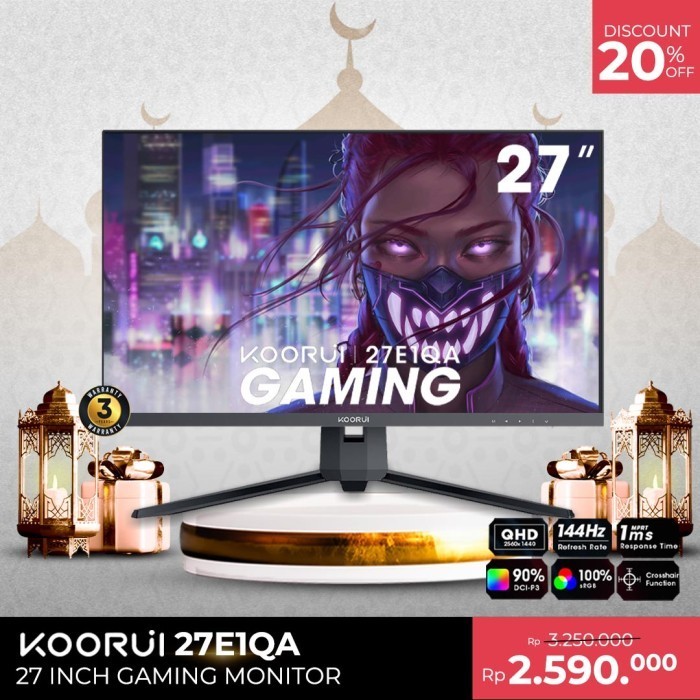 KOORUI 27 Inch QHD Gaming Monitor 144Hz 2560x1440, Model 27E1QA