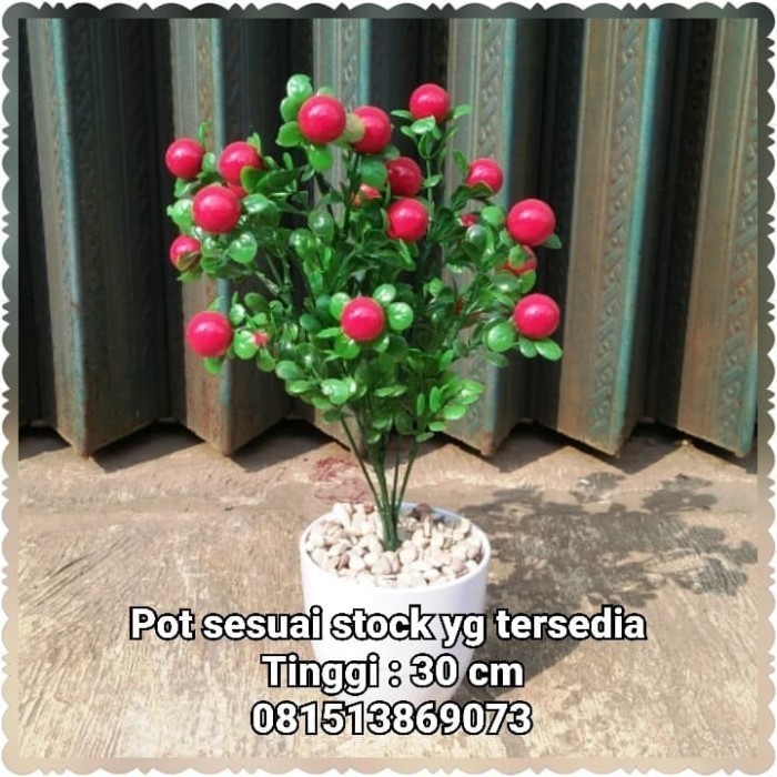 Tanaman Bunga Buah Hias Cerry Tomat Merah Plastik Artificial Palsu
