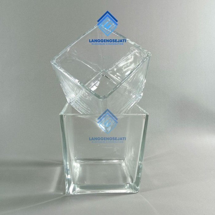 Vas Bunga Kaca Bening Kotak Vas Tanaman Air Vas Bunga Kaca Kotak