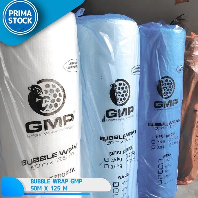 

Bubble Wrap GMP Hitam Putih Biru Tebal 2.1 2.3 2.6 3 Kg 125 CM x 50 M