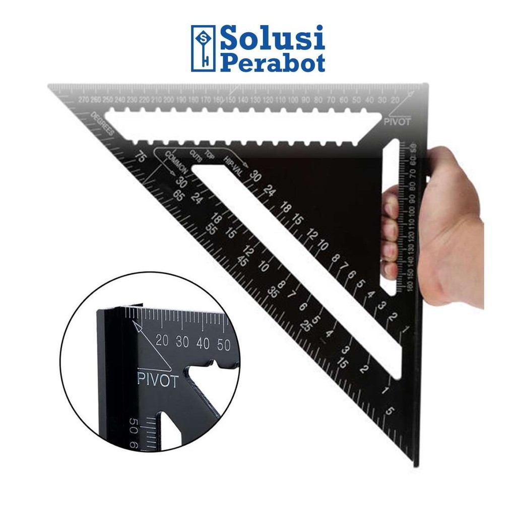 

Speed Square Aluminium SP / Penggaris Siku Sudut Segitiga / Right Angle Kayu
