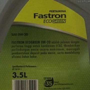 Oli Fastron Eco Green 0W-20 3.5L Pertamina - Oli Fastron Eco Green 0W