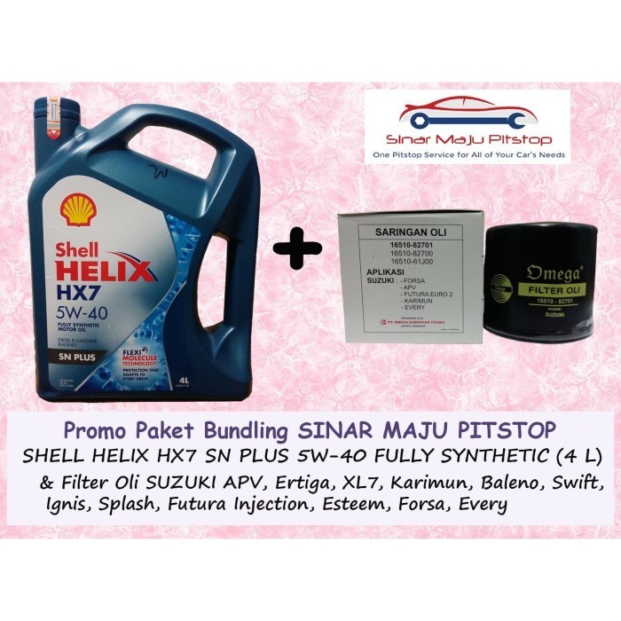Paket Oli Mobil Shell Helix Hx7 Segel Ori & Filter Oli Suzuki Ertiga