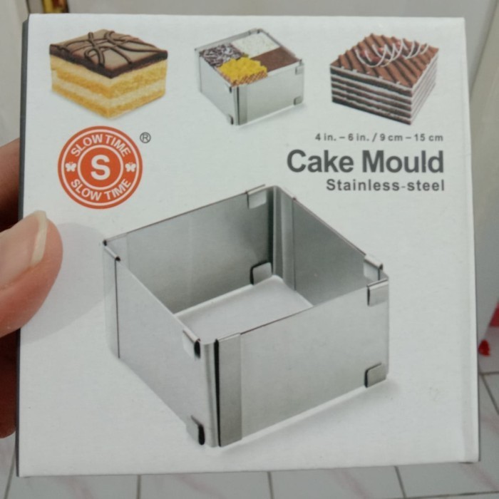 

JJ604 Cake mold Stainless steel square mousse ring Adjustable with few size TERBARU