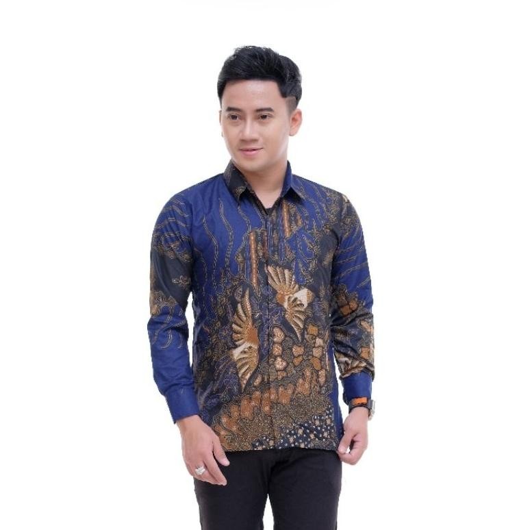 New Kemeja Azriel Batik Pria Lengan Panjang Pekalongan