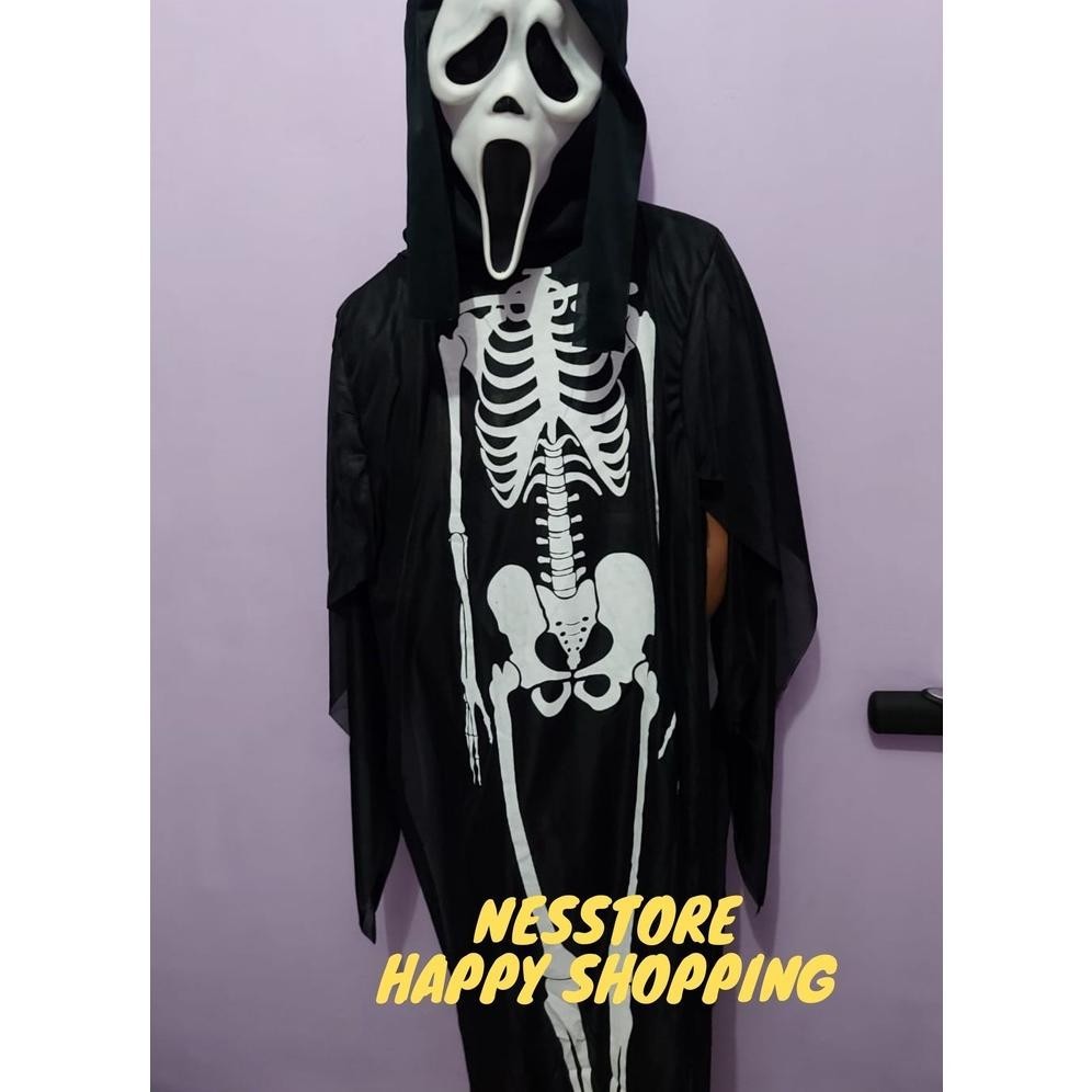 BDC Topeng Scream skull tengkorak hantu haloween cosplay kostum TERLARIS