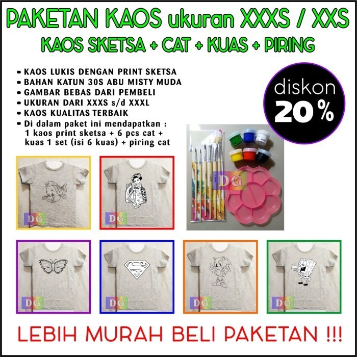 

Paketan Kaos Lukis Dengan Sketsa Gambar Siap Diwarnai Size Xxxs Xxs -Anza Wahda