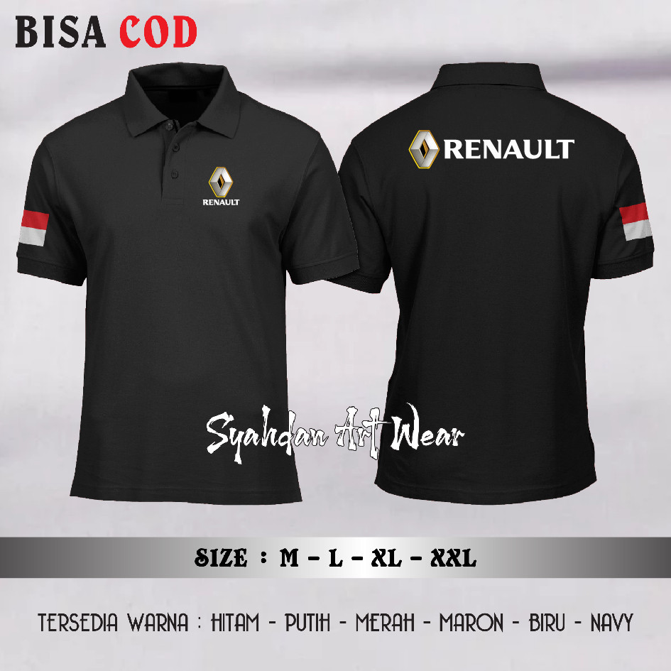 Kaos Polo Berkerah // Kaos PoloShirt Renault Depan Belakang Bendera / PoloShirt Pria Dan Wanita / Sy
