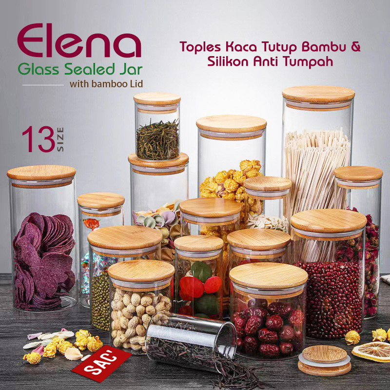 FREE SHIPPING / READY BALI ELENA GLASS STORAGE TOPLES KACA AESTHETIC KOTAK TEMPAT SIMPAN MAKANAN TOP
