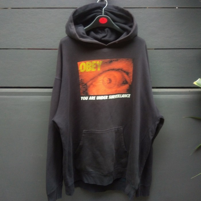 HOODIE OBEY YOU ARE UNDER SURVEILLANCE BLACK FOR BIG SIZE XL