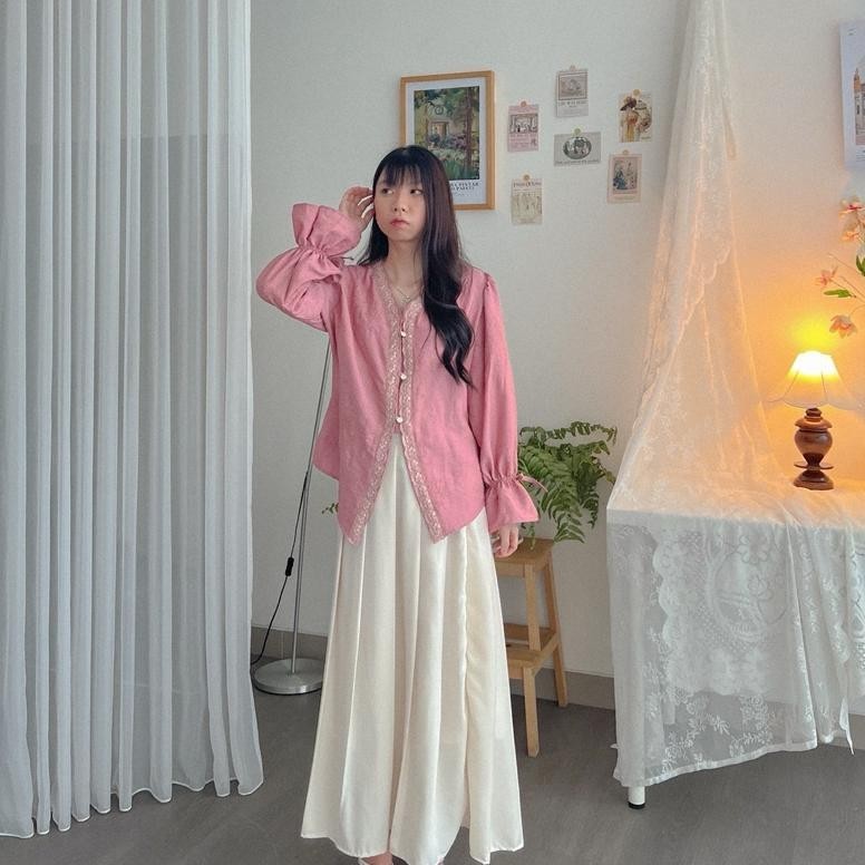 Kebaya Kondangan Kebaya Wisuda Preorder Kanon Ezra Blouse Blouse Modern Motif Bordir Bunga Kebaya Ni
