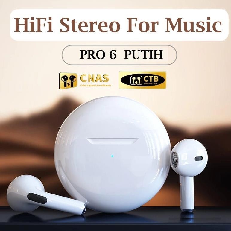 COD PRO 6 TWS BLUETOOTH EARPHONE ANDROID WITH MIC HIFI STEREO TOUCH EARBUDS BLUETOOTH HEADSET BASS S