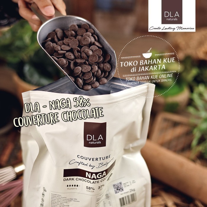 

Ready DLA - Dark Chocolate Couverture 58% NAGA 1kg Cokelat Coin Coklat Pahit