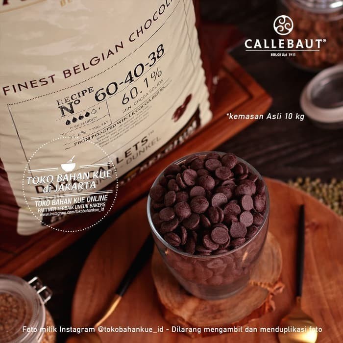 

Ready Callebaut 60,1% 1kg Cokelat 604038 Dark Chocolate Couverture Belgian