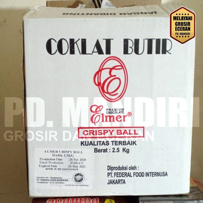 

Ready ELMER COKLAT BUTIR 2,5 KG CRISPY BALL
