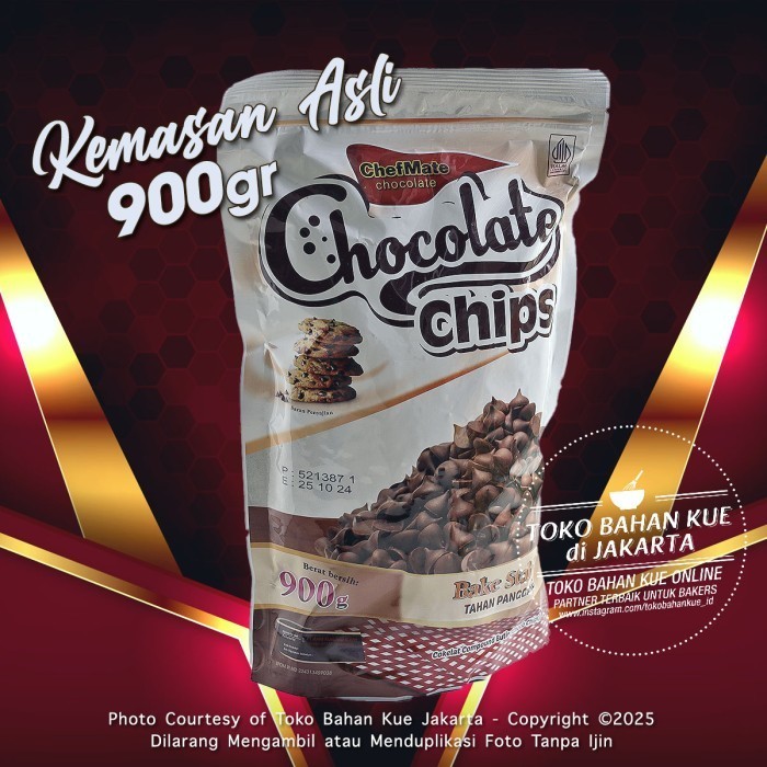 

Ready Chefmate Chip Dark 900gr ASLI Chocolate Compound Cokelat Chips Topping