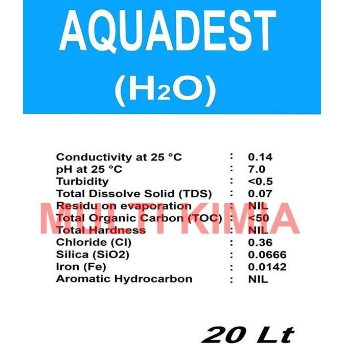 High Quality Aquadest / Aquades / Distilled Water / Air Suling - 20 Liter Update 2024