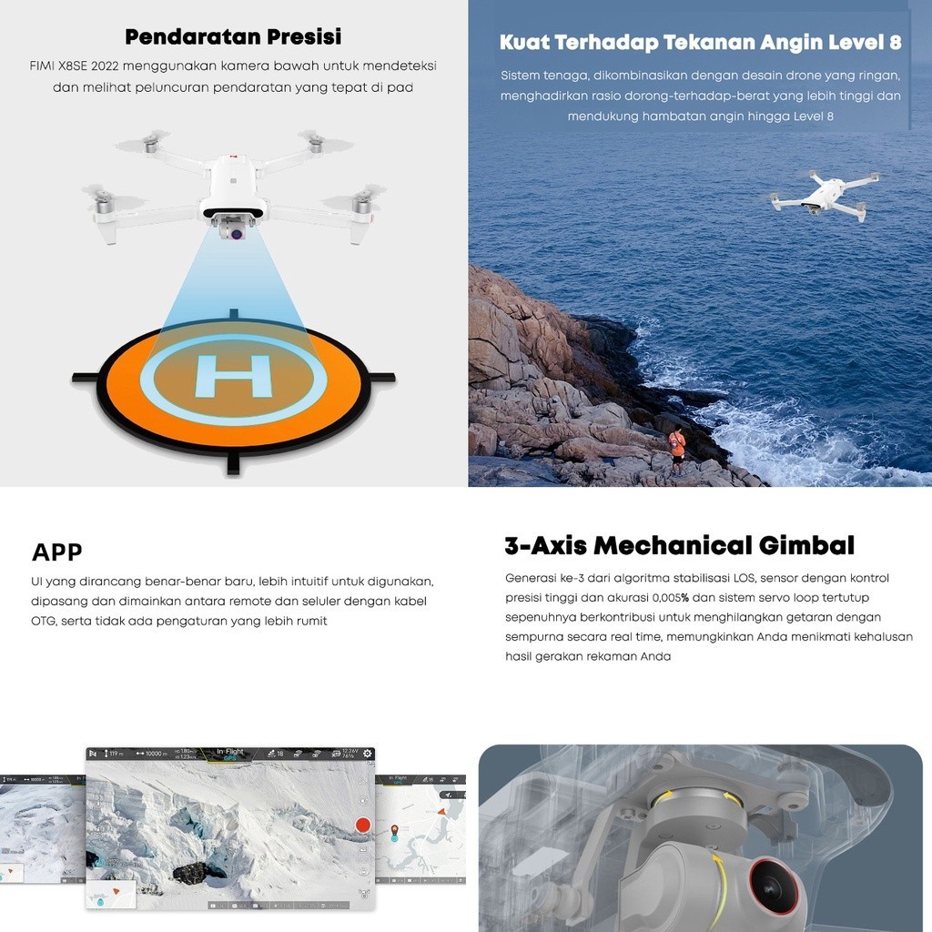 FIMI X8 SE 2022 Drone RC 10KM kamera 1/2" 4K 3-axis Gimbal Camera GPS