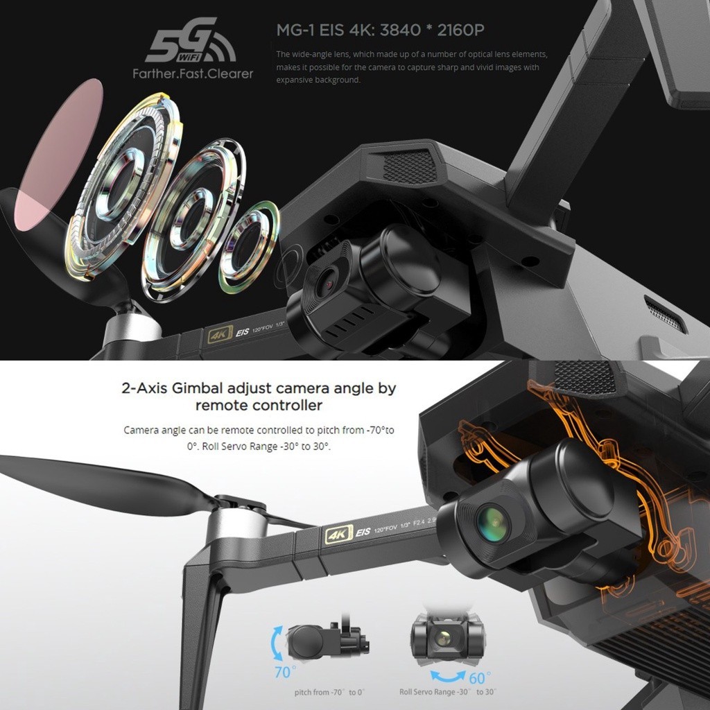 MJX MG-1 5G WiFi FPV 2-Axis Gimbal 4K EIS HD Camera 25mins GPS Drone