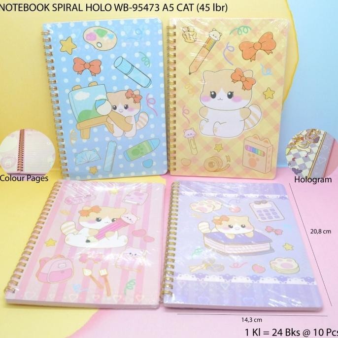 

buku notebook spiral holo motif cat satuan