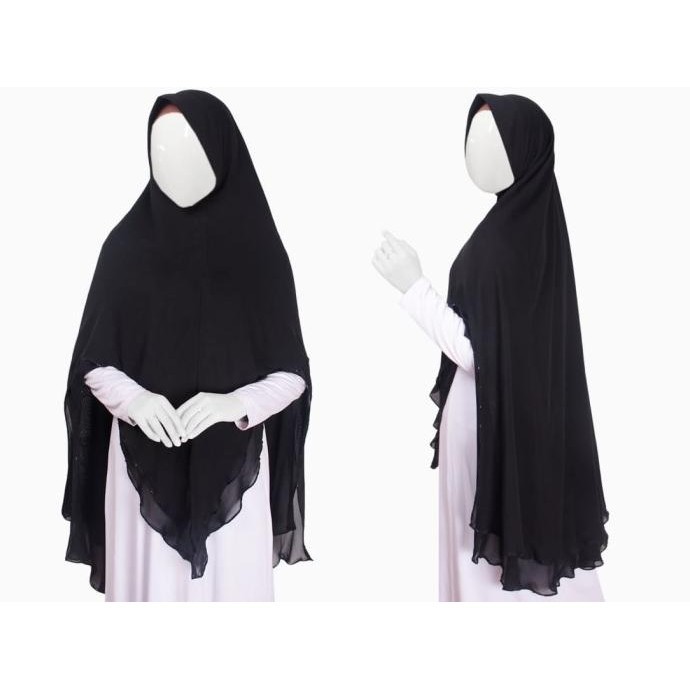 Jilbab Sifon Silky ARAB DUA LAYER TUMPUK MODEL RUNCING