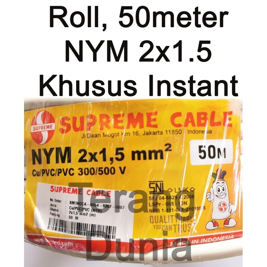 Terbaru Kabel Supreme Nym 2X1.5 Kabel Nym 2X1.5 Kabel Tunggal 2X1.5 Supreme Ready Stok Promo