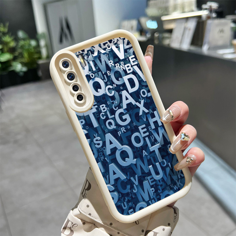 Casing Hp OPPO A91 OPPO F15 OPPO Reno 3 Case sarung HP tiga dimensi pola huruf Casing New Double lem