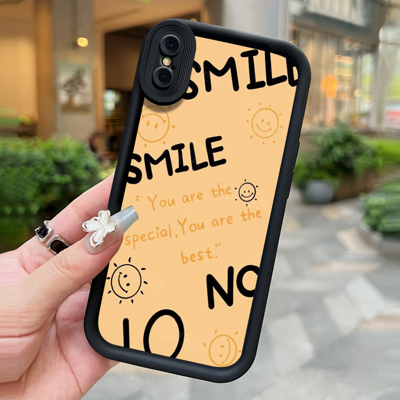 Casing Hp iPhone X Xs Xr Xs Max Case Pola yang dipersonalisasi berwarna kuning dan merah muda Siliko