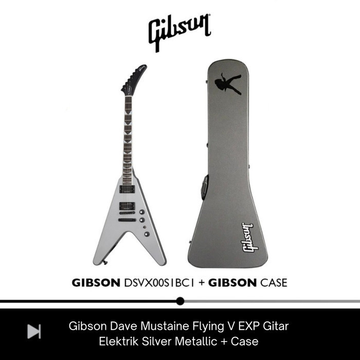 Gibson Dave Mustaine Flying V EXP Gitar Elektrik Silver Metallic +Case
