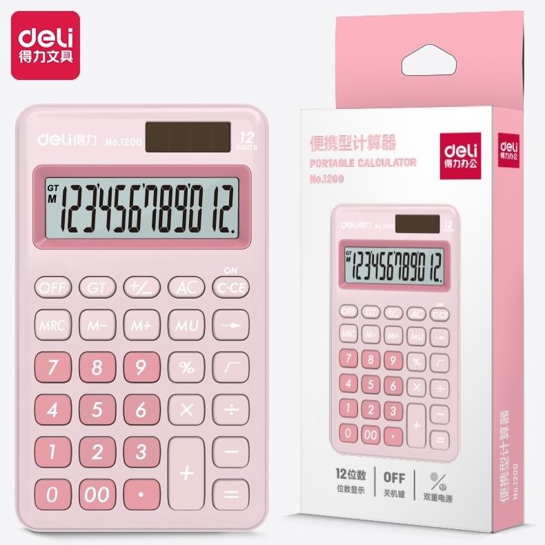 

h-4 Deli Desktop Calculator / Kalkulator Meja Mini Portable Dual Power Lucu 1200 Termurah