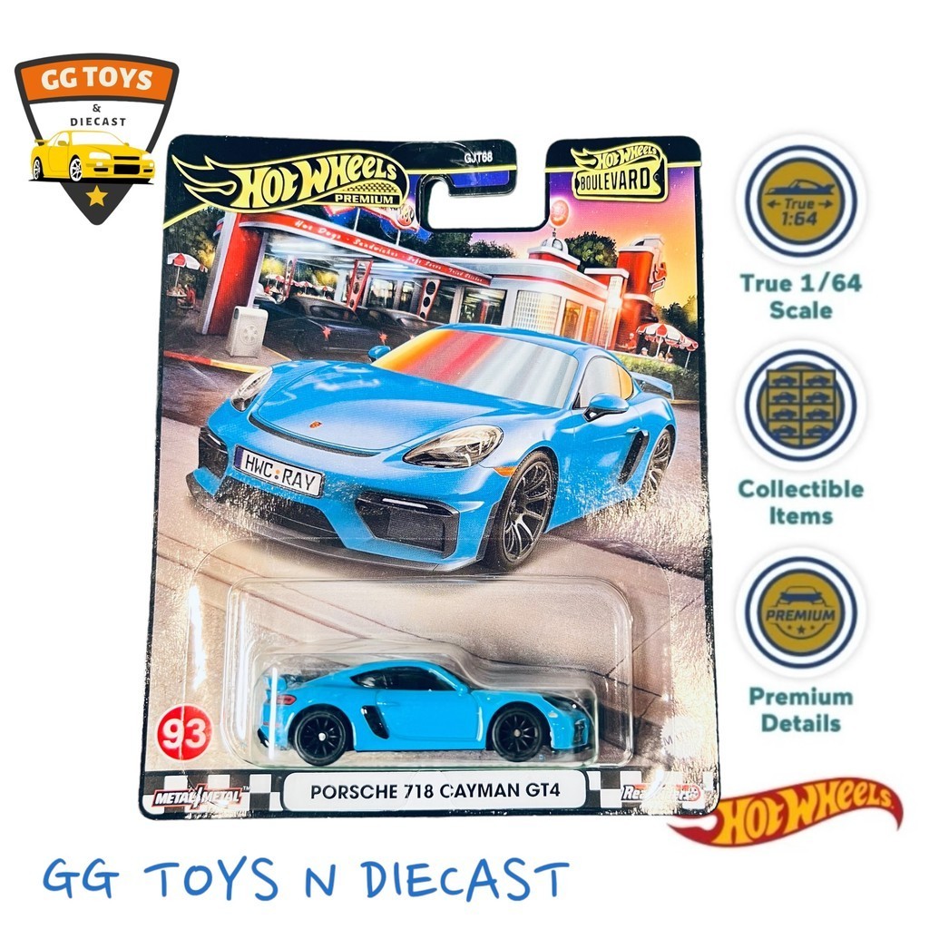 Hotwheels Hot Wheels HW Premium Boulevard Porsche 718 Cayman GT4 Biru