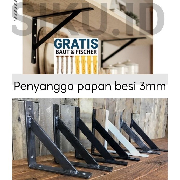 Rak Ambalan Besi Siku Penyangga Tebal 3 Mm / Rak Dinding/Kayu Ambalan