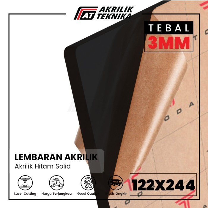 AKRILIK 122 X 244 HITAM 3MM LEMBARAN ACRYLIC BERKUALITAS