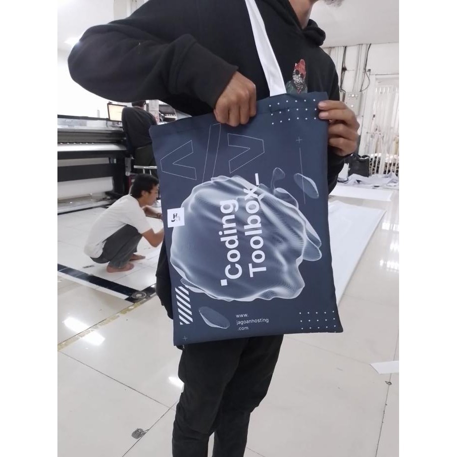 TOTE BAG PRINT SUBLIM DESAIN CUSTOM BAHAN THICK KANVAS ukuran 35x40cm