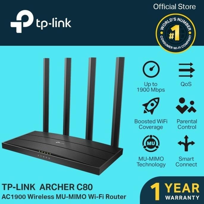 Tp-Link Archer C80  Ac1900 Wifi Wireless Mu-Mimo Router Gigabit Wentoro2
