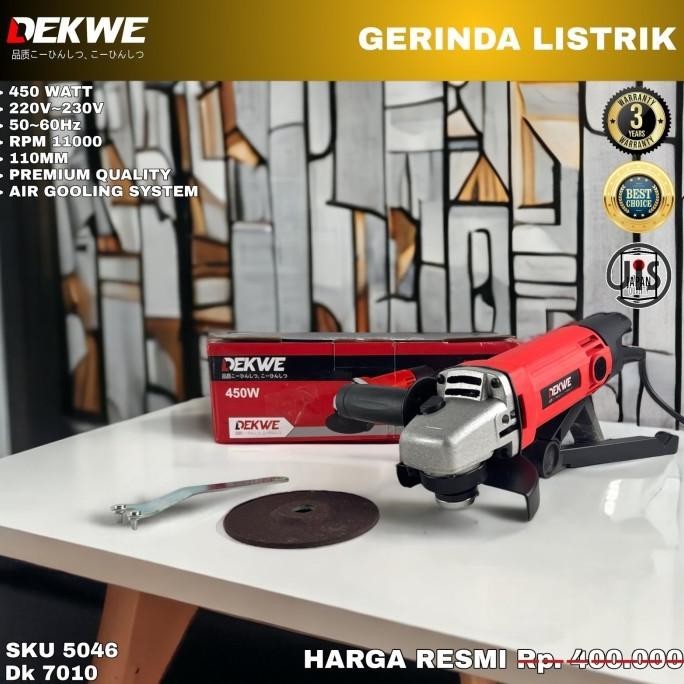 GERINDA TANGAN 4INCH DEKWE TYPE DK7010  LISTRIK LOW WATT MURAH